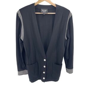 PG Collections by Ginger Bort vintage Cardigan Sweater Stretch Button Up Black 1